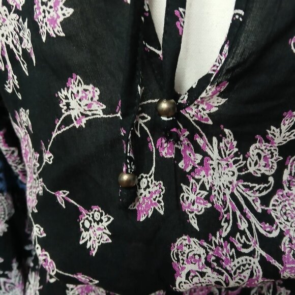 Whimsigoth Flowy Bohemian Bell Sleeve Floral Romper Black Size Medium - Picture 8 of 8